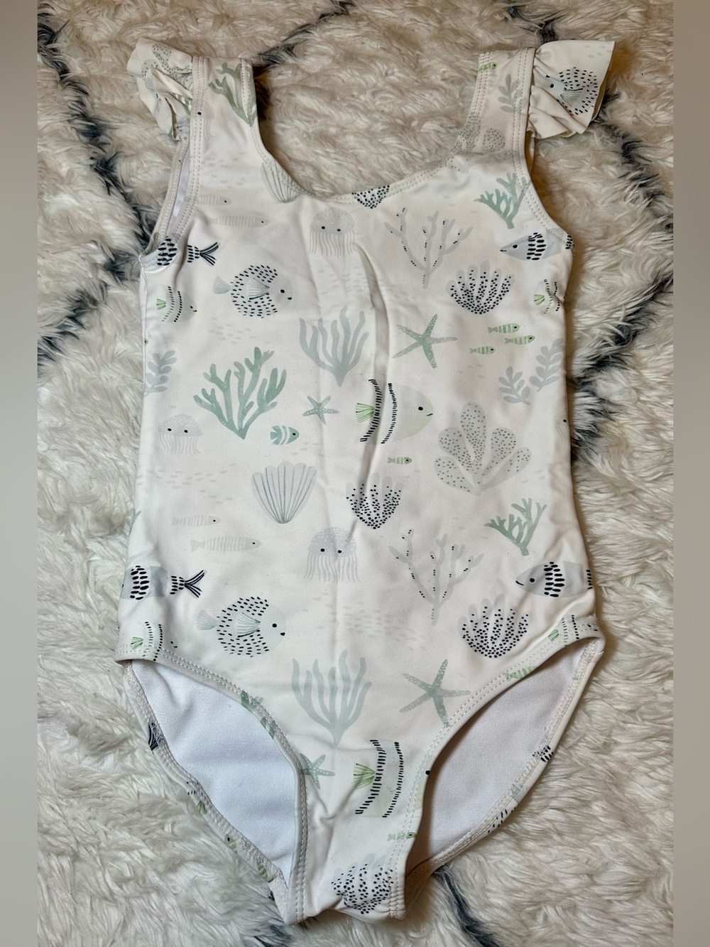 Rylee + Cru Girls White Sea Life One-Piece Swimsuit Size 4 - 5